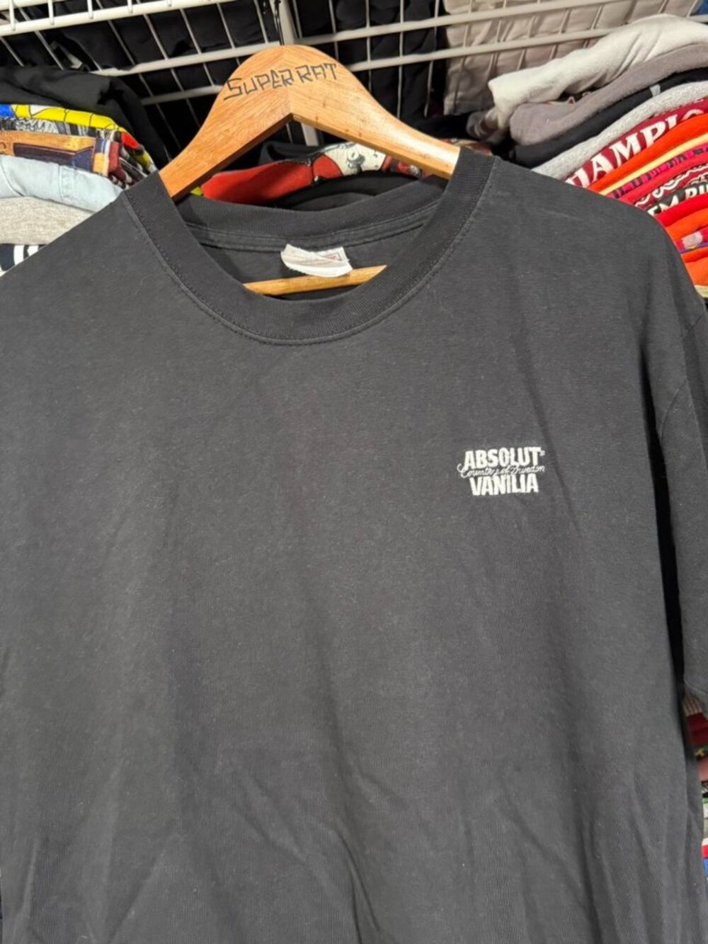 Y2K absolute vanilla vodka promo embroidered t shirt black